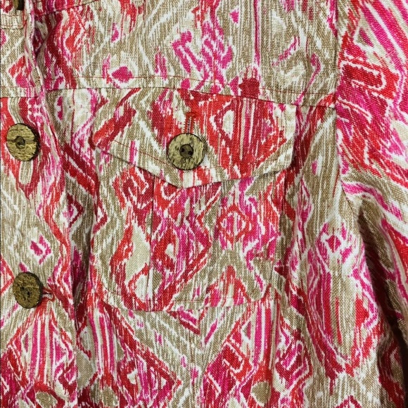 Charter Club Womens Sz M Mediu Jacket Coat Blazer Pink Floral Print Buttons - Picture 6 of 8